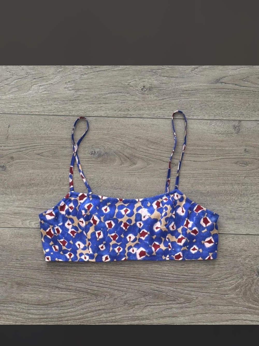 Blue open edit crop top silk material